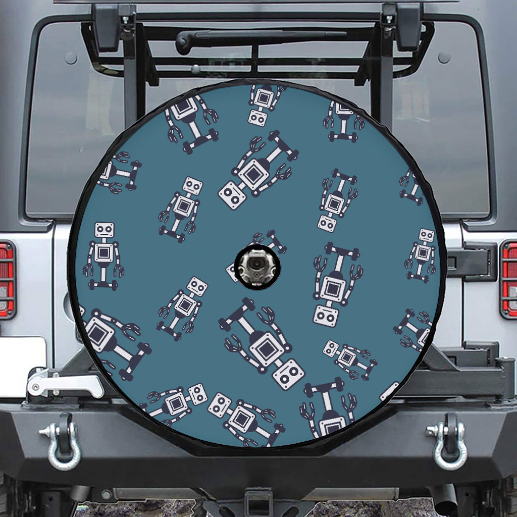 Robot Servant Pattern Print Tire Cover With Camera Hole