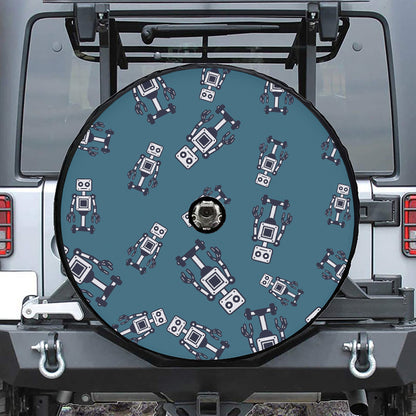 Robot Servant Pattern Print Tire Cover With Camera Hole