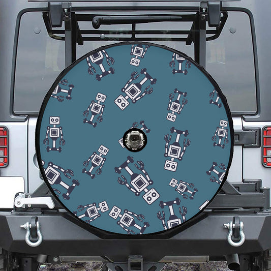 Robot Servant Pattern Print Tire Cover With Camera Hole