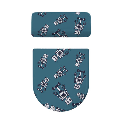 Robot Servant Pattern Print Toilet Lid And Tank Cover Set