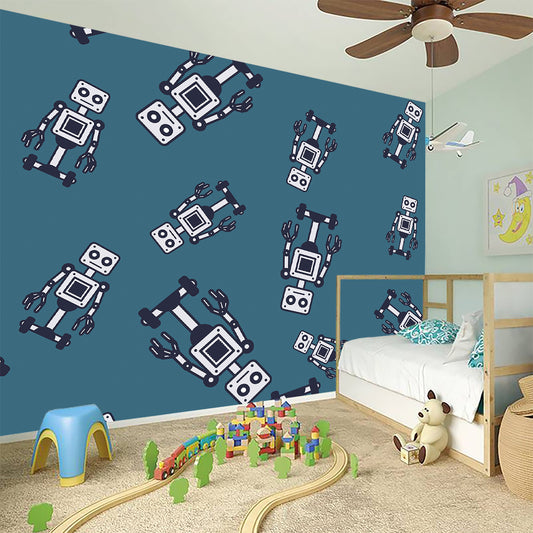 Robot Servant Pattern Print Wall Sticker