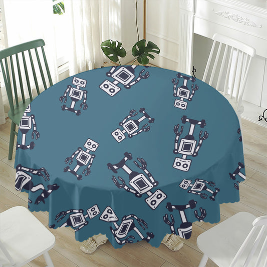 Robot Servant Pattern Print Waterproof Round Tablecloth
