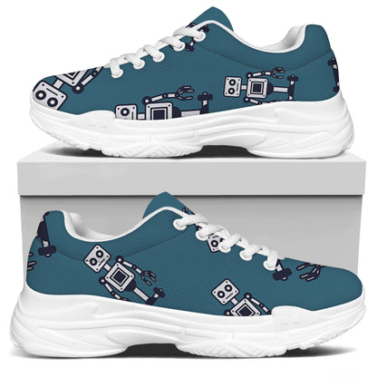 Robot Servant Pattern Print White Chunky Shoes