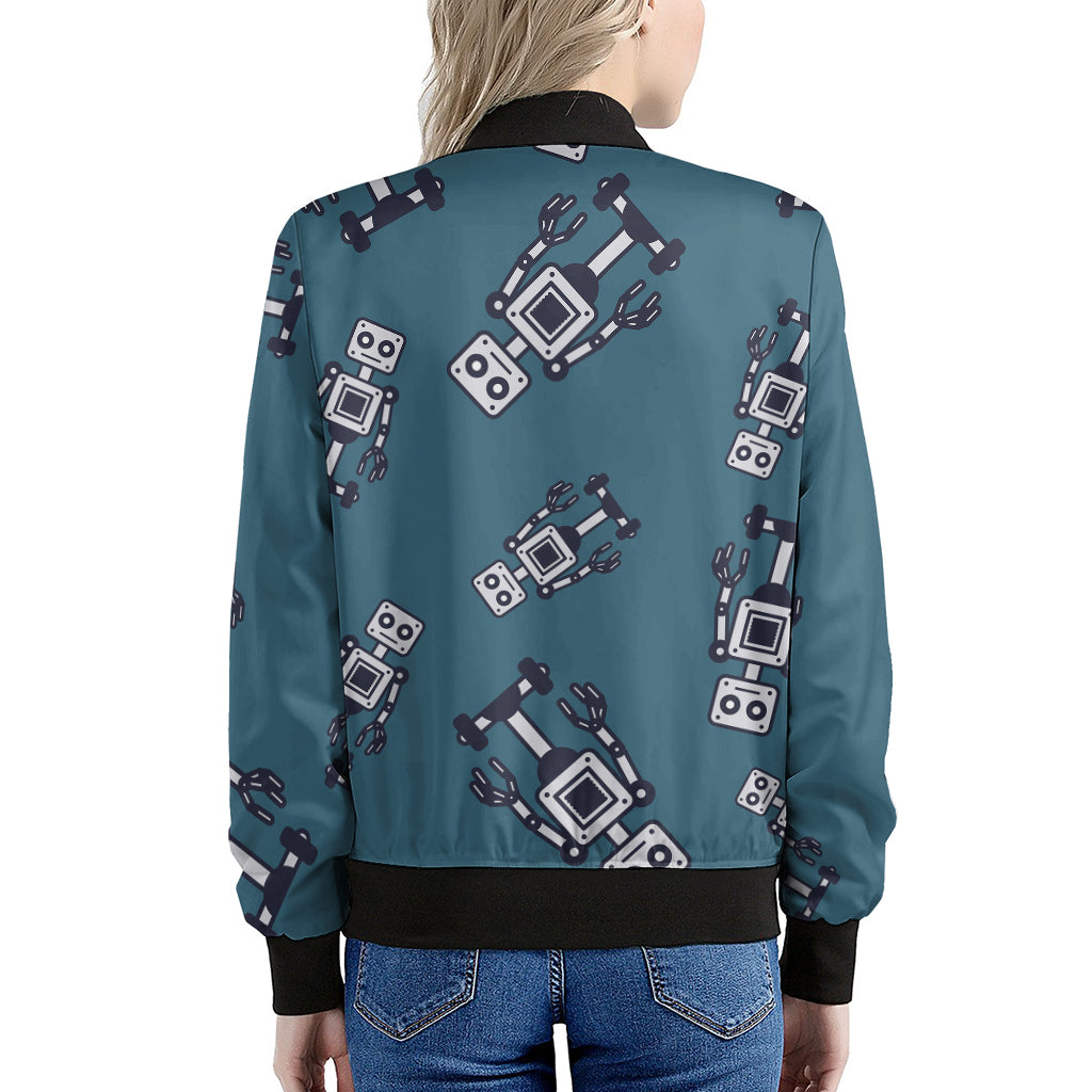 Robot Servant Pattern Print Women's Bomber Jacket