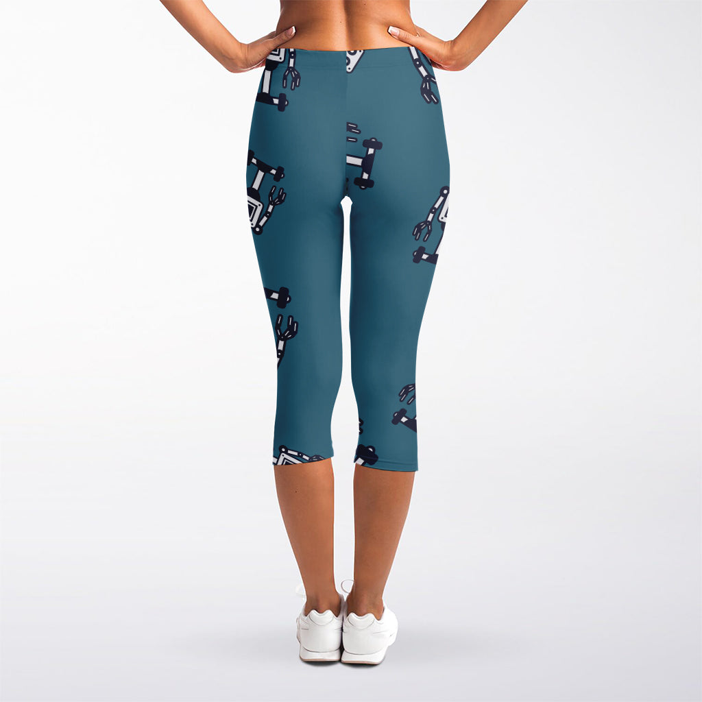 Robot Servant Pattern Print Women's Capri Leggings