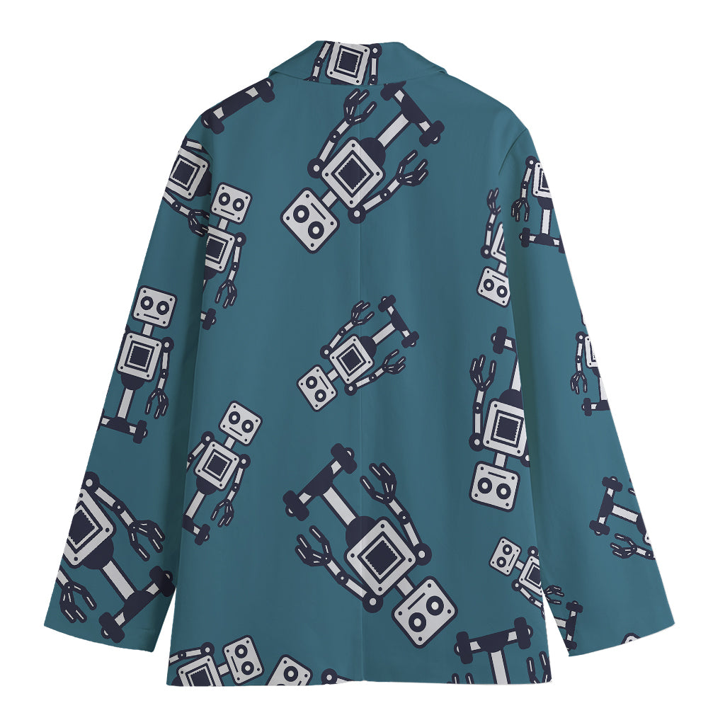 Robot Servant Pattern Print Women's Cotton Blazer