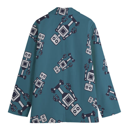 Robot Servant Pattern Print Women's Cotton Blazer