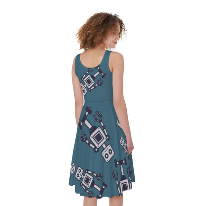 Robot Servant Pattern Print Women's Sleeveless Dress