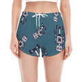 Robot Servant Pattern Print Women's Split Running Shorts
