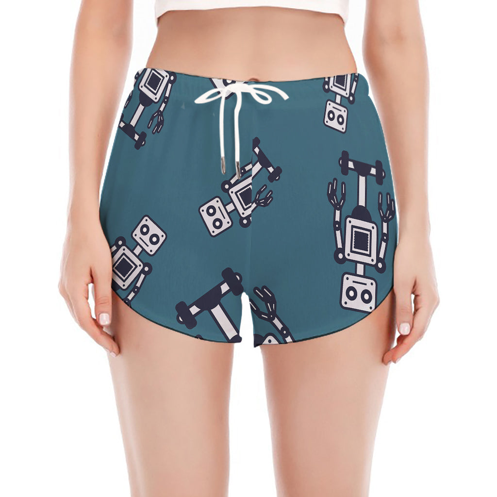 Robot Servant Pattern Print Women's Split Running Shorts