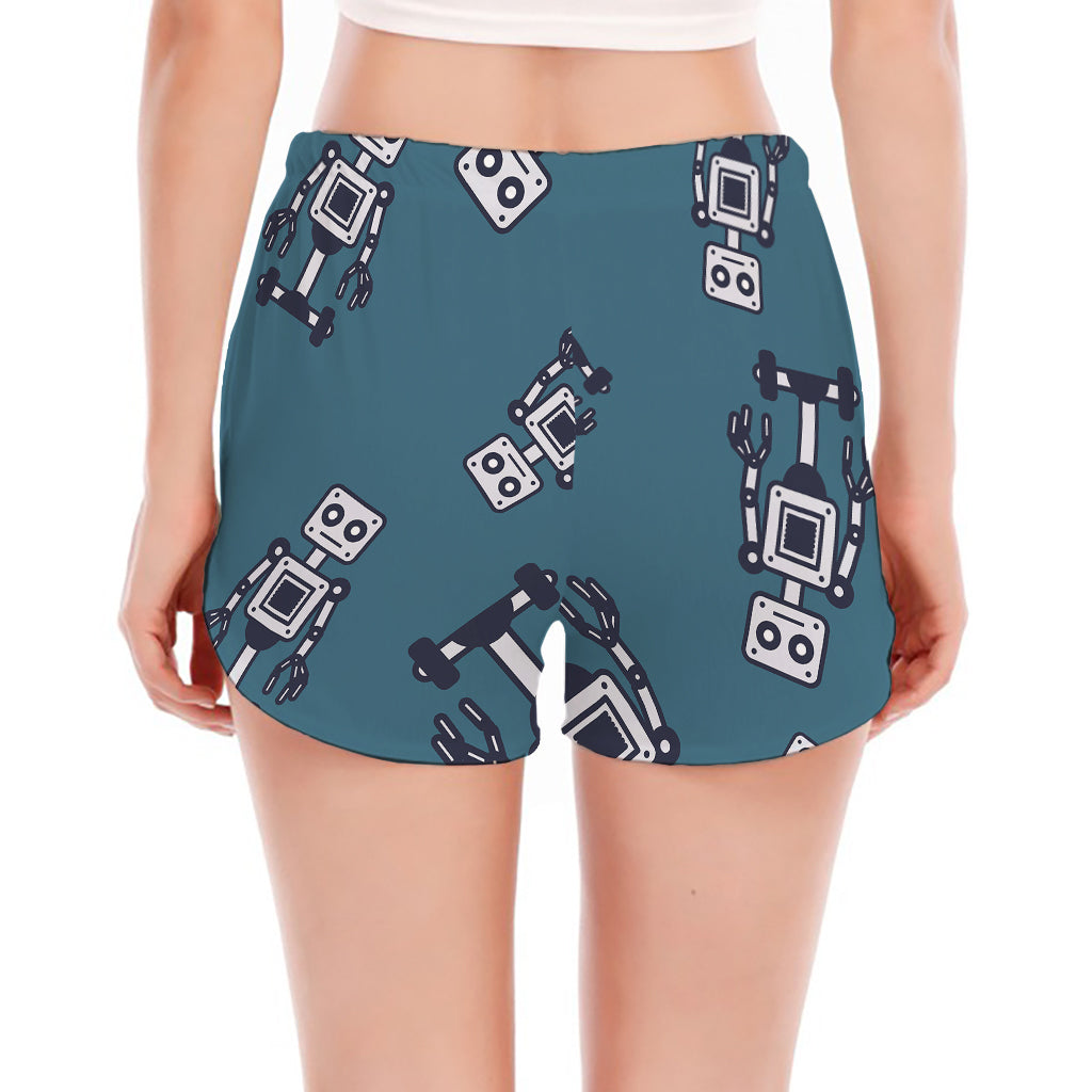 Robot Servant Pattern Print Women's Split Running Shorts