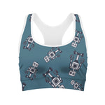 Robot Servant Pattern Print Women's Sports Bra