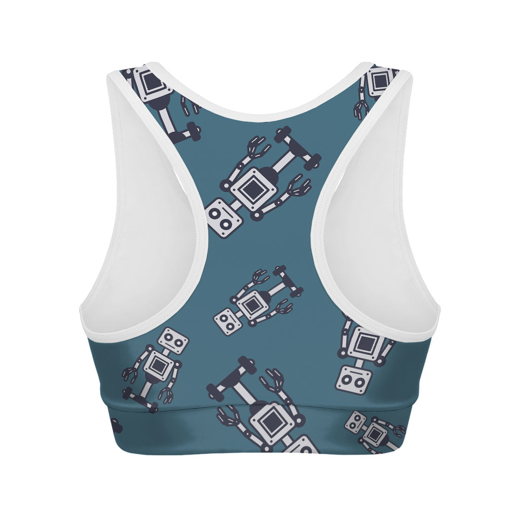 Robot Servant Pattern Print Women's Sports Bra