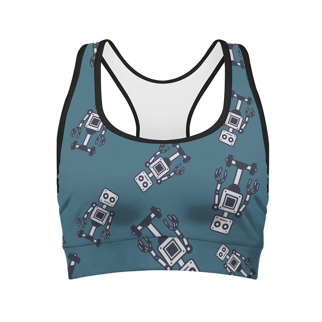 Robot Servant Pattern Print Women's Sports Bra