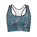Robot Servant Pattern Print Women's Sports Bra