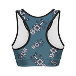 Robot Servant Pattern Print Women's Sports Bra
