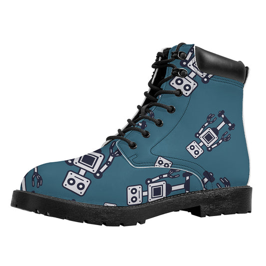 Robot Servant Pattern Print Work Boots
