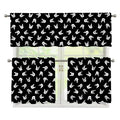Rock And Roll Hand Sign Pattern Print 3 Piece Kitchen Curtains