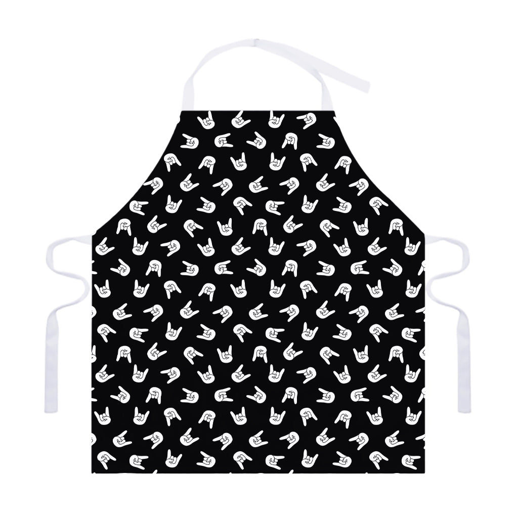 Rock And Roll Hand Sign Pattern Print Adjustable Apron