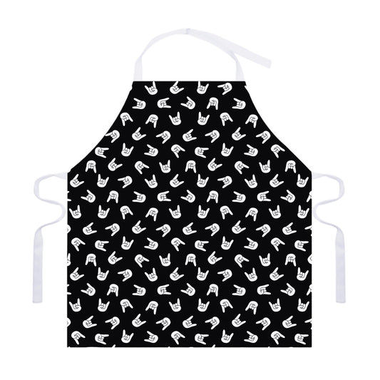 Rock And Roll Hand Sign Pattern Print Adjustable Apron