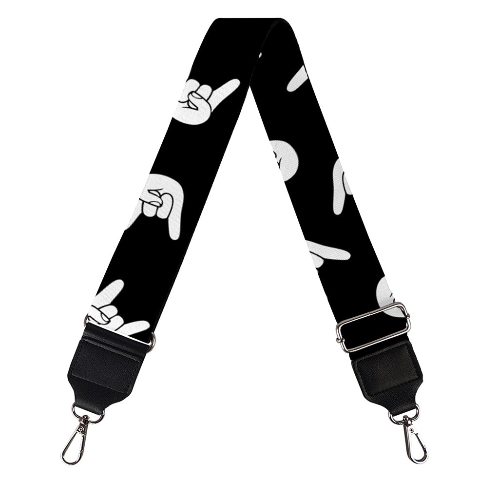 Rock And Roll Hand Sign Pattern Print Bag Strap