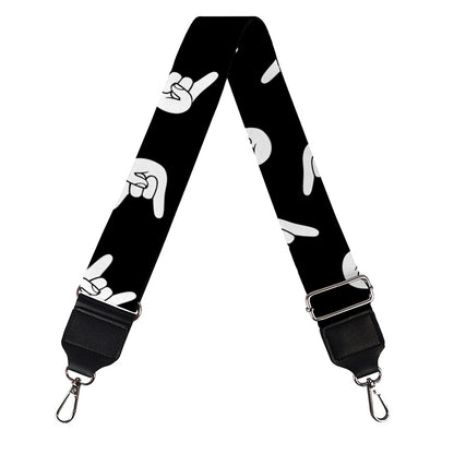 Rock And Roll Hand Sign Pattern Print Bag Strap