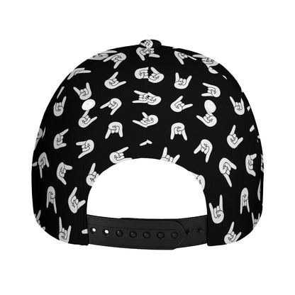 Rock And Roll Hand Sign Pattern Print Baseball Cap