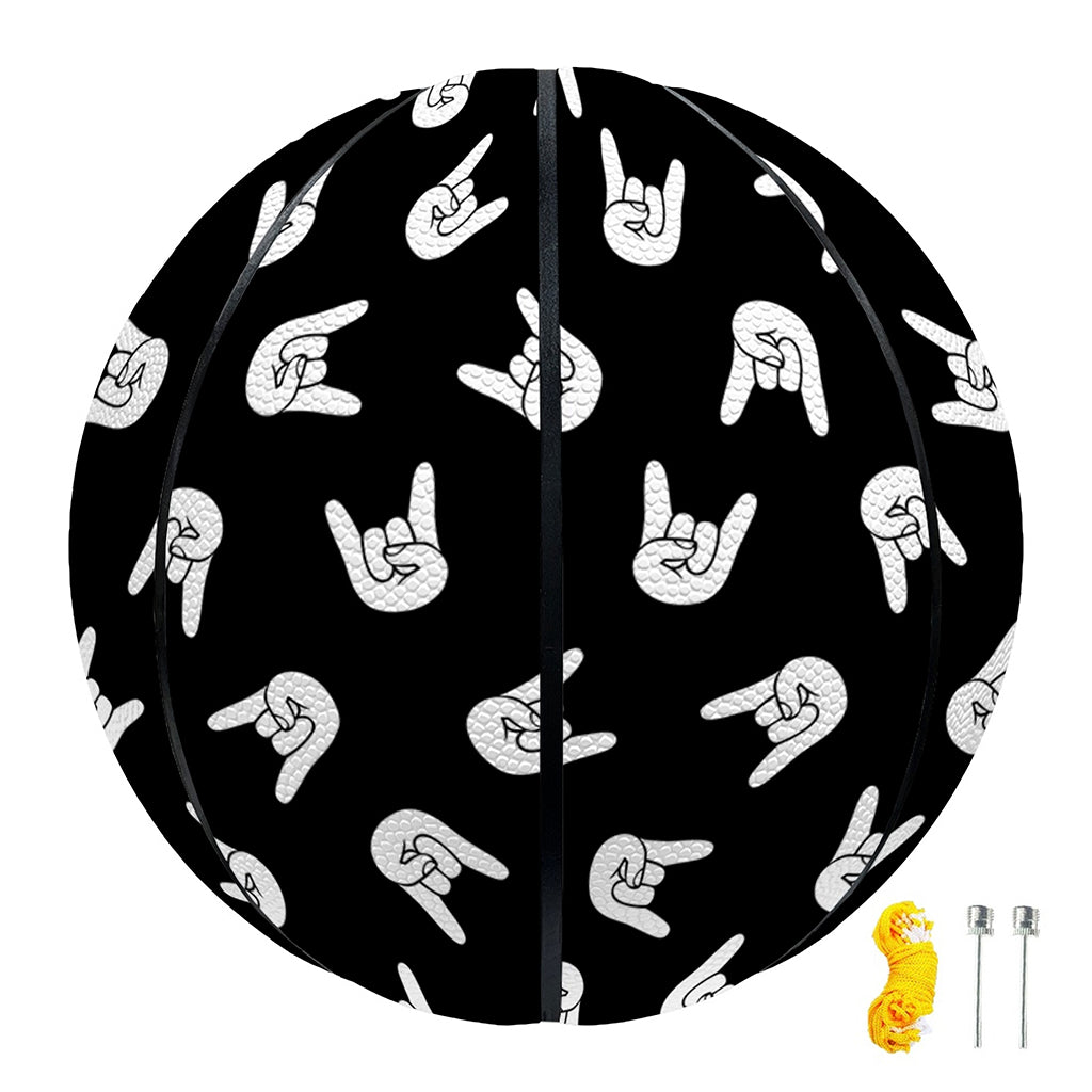 Rock And Roll Hand Sign Pattern Print Basketball