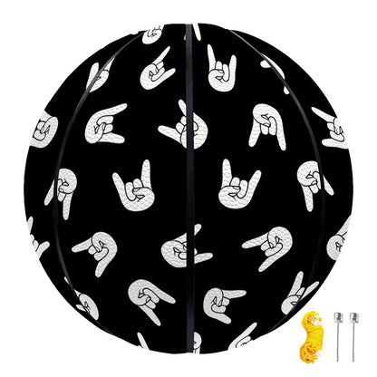 Rock And Roll Hand Sign Pattern Print Basketball