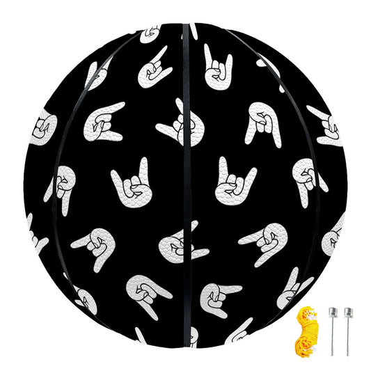 Rock And Roll Hand Sign Pattern Print Basketball