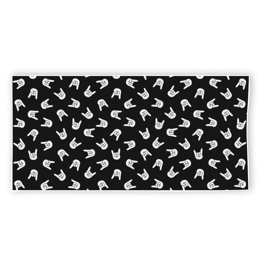 Rock And Roll Hand Sign Pattern Print Beach Towel