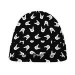 Rock And Roll Hand Sign Pattern Print Beanie