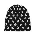 Rock And Roll Hand Sign Pattern Print Beanie