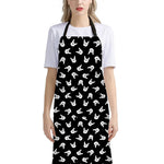 Rock And Roll Hand Sign Pattern Print Bib Apron With Pocket