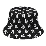 Rock And Roll Hand Sign Pattern Print Bucket Hat