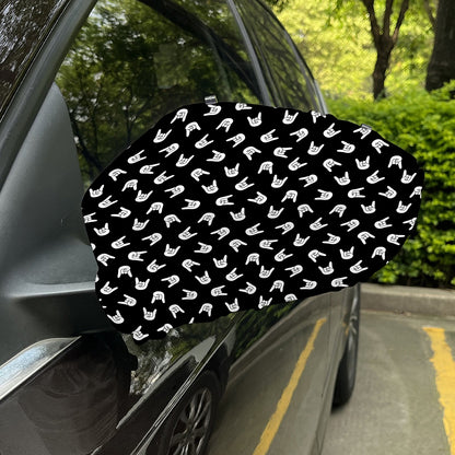 Rock And Roll Hand Sign Pattern Print Car Side Mirror Covers