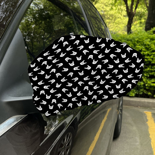 Rock And Roll Hand Sign Pattern Print Car Side Mirror Covers