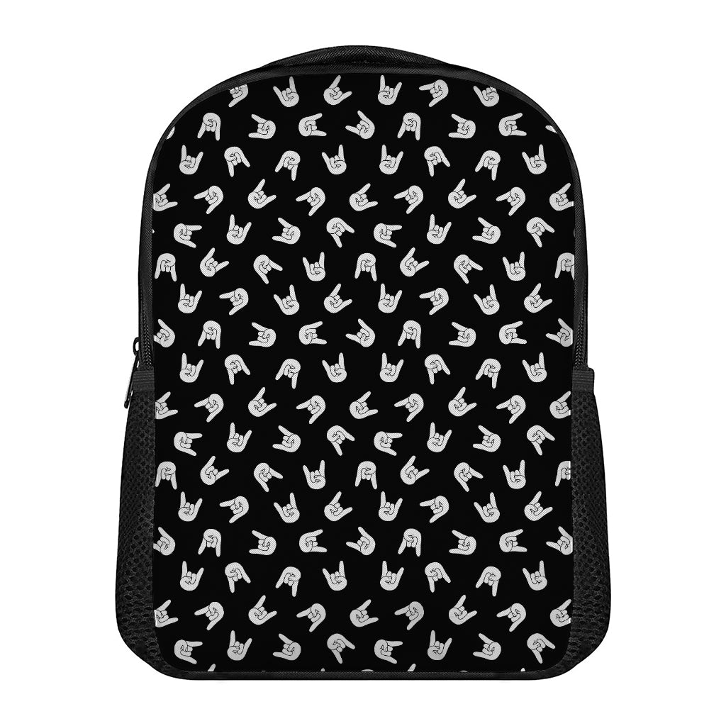 Rock And Roll Hand Sign Pattern Print Casual Backpack