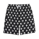 Rock And Roll Hand Sign Pattern Print Cotton Shorts