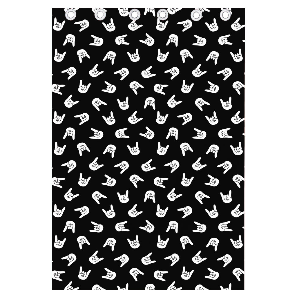 Rock And Roll Hand Sign Pattern Print Curtain