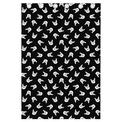 Rock And Roll Hand Sign Pattern Print Curtain