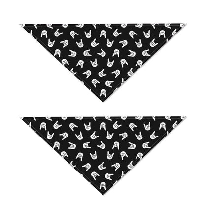 Rock And Roll Hand Sign Pattern Print Dog Bandana
