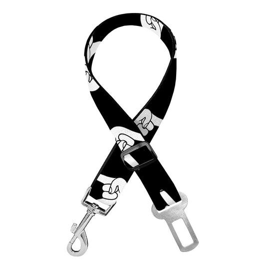 Rock And Roll Hand Sign Pattern Print Dog Seat Belt