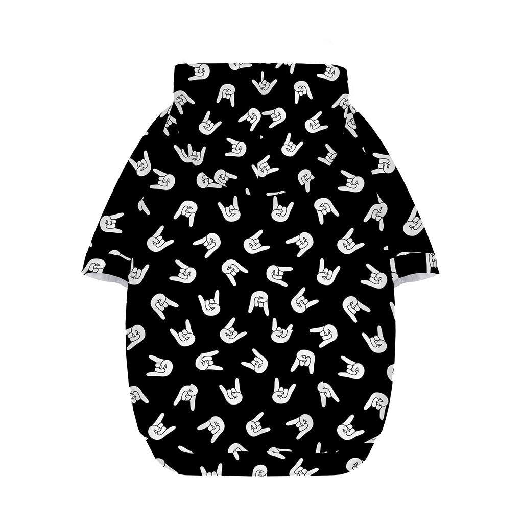 Rock And Roll Hand Sign Pattern Print Dog Zip Up Hoodie