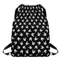 Rock And Roll Hand Sign Pattern Print Drawstring Backpack