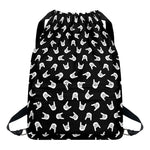 Rock And Roll Hand Sign Pattern Print Drawstring Backpack