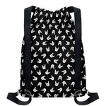 Rock And Roll Hand Sign Pattern Print Drawstring Backpack
