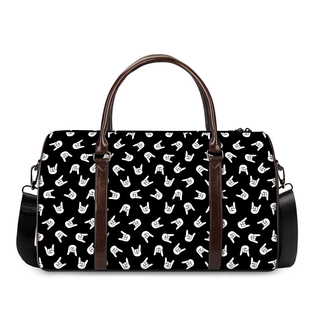 Rock And Roll Hand Sign Pattern Print Duffle Bag
