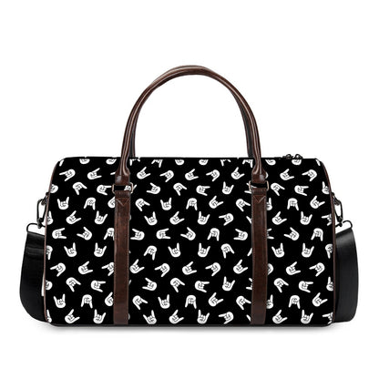Rock And Roll Hand Sign Pattern Print Duffle Bag