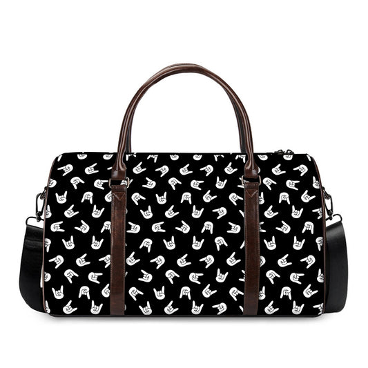 Rock And Roll Hand Sign Pattern Print Duffle Bag